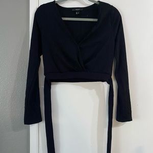 Women’s cross front blouse with tie waist detail